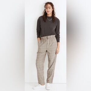 Madewell Paperbag Tapered Pants in Glen Plaid size 0